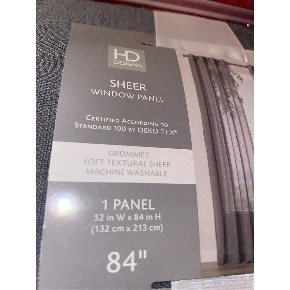 1 SOLID Window Curtains 52x84”  Grommets Textured Sheer Gray